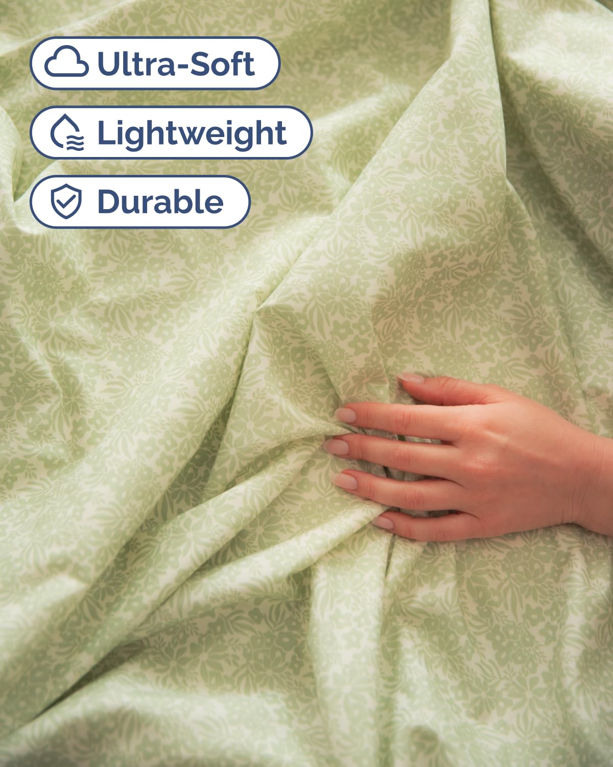 Floral Sheets - Green Flower Bed Sheet Set - 1 Flat, 1 Fitted & 2 Pillowcases w/ Deep Pockets - Comfy, Cozy, Wrinkle & Fade Free - Boho Botanical Bedding - Soft, Breathable & Cooling - Queen Size Set
