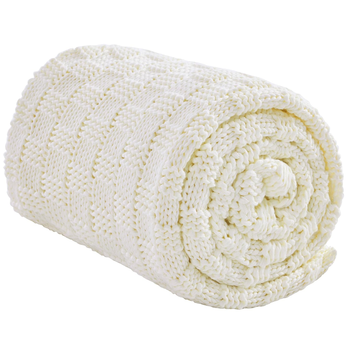 Wellfeel Knitted Weighted Blanket for Adult, No Beads Heavy Blanket 48” x 72'' 12lbs, Breathable Chunky Knit Blanket, Cooling Weighted Blanket for Hot Sleepers, Christmas Home Decor (Ivory White)