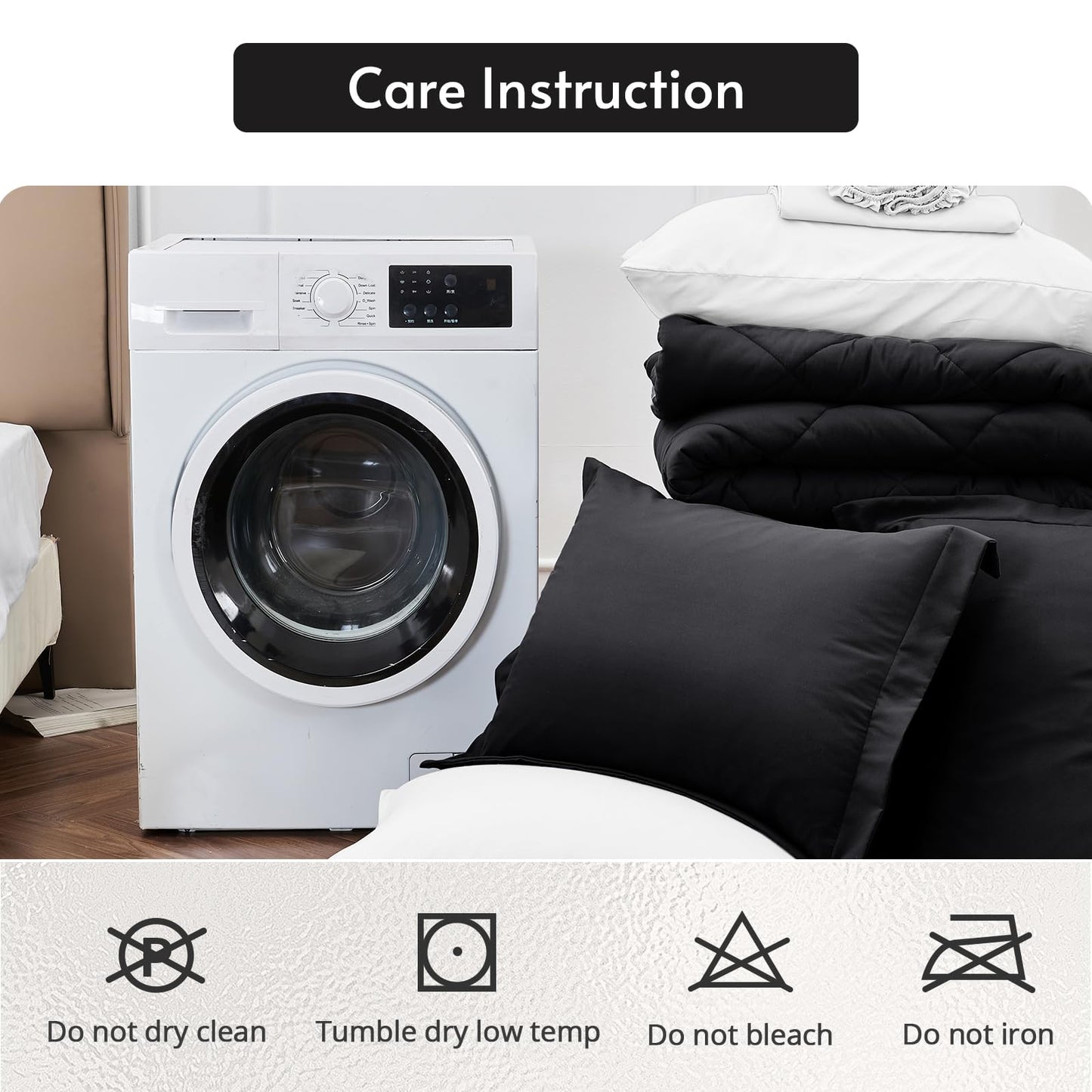 MUXHOMO 7 Pieces California King Comforter Set, Reversible Bed in a Bag Cal King Size, All Season Bedding Set with Comforter, Flat Sheet, Fitted Sheet, Pillowcases & Shams, Black & White