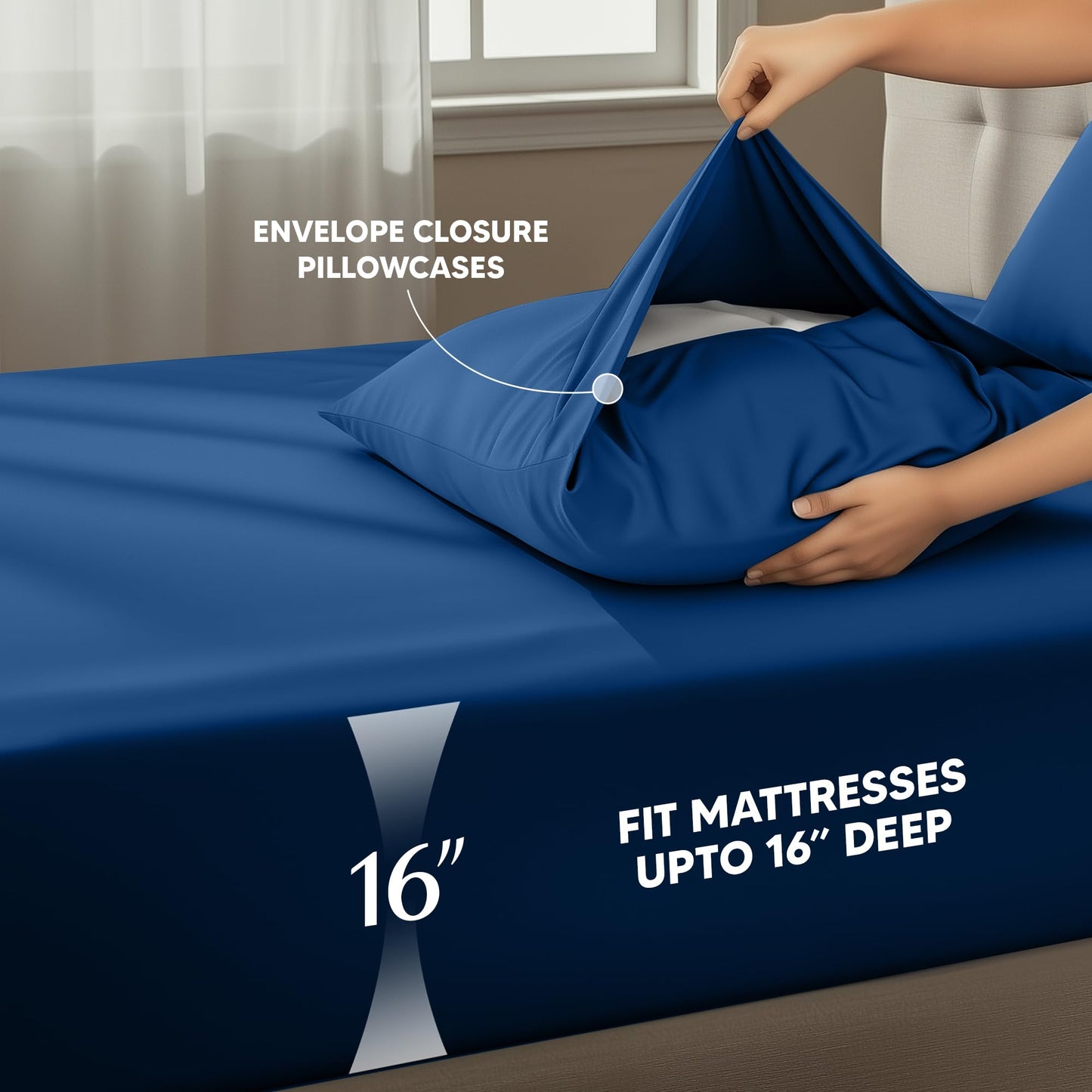Utopia Bedding Queen Size Sheet Set – 4 Piece Bed Sheets, Soft and Breathable Microfiber, Includes 1 Fitted Sheet, 1 Flat Sheet and 2 Pillowcases – Oeko Tex (Dusk Blue)