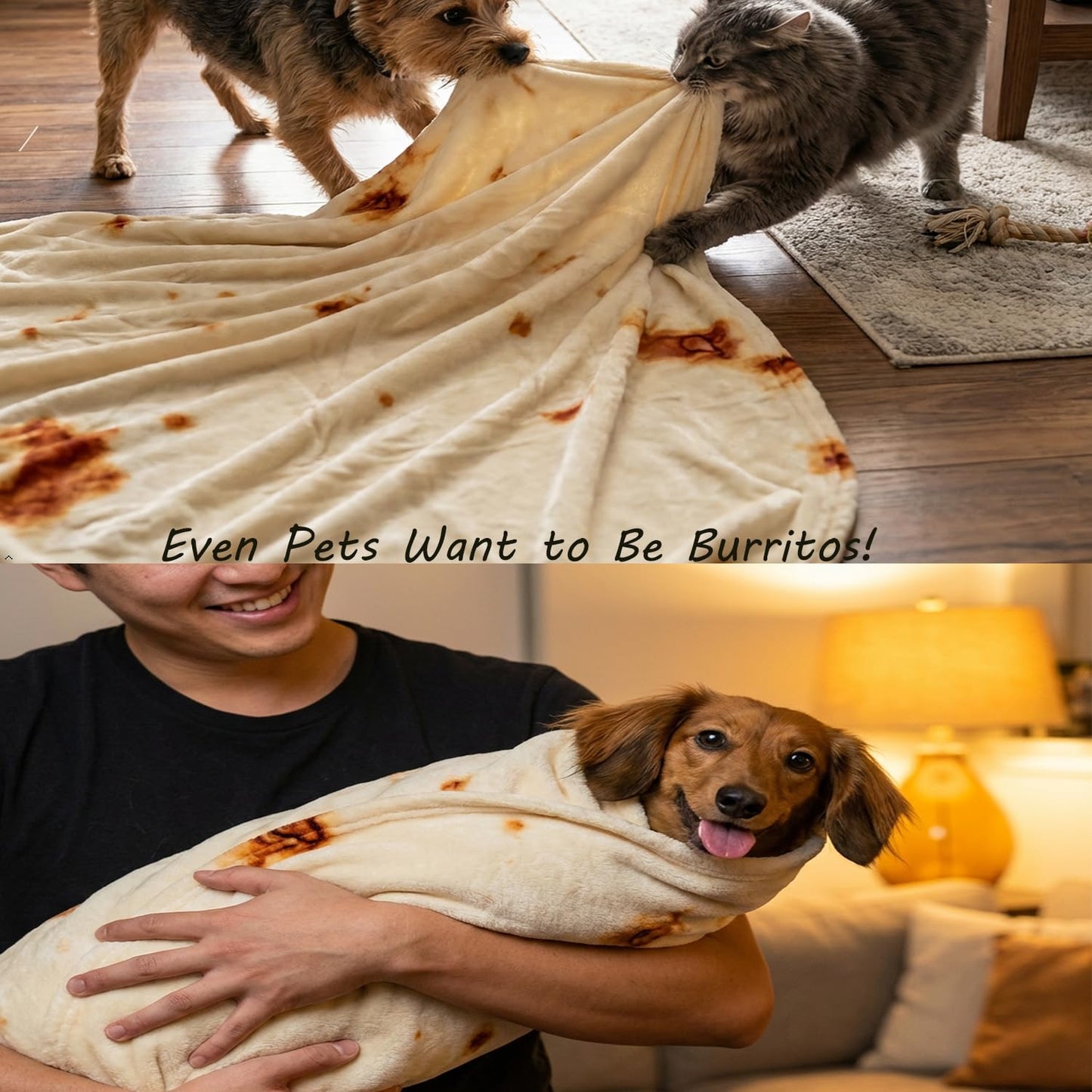 LetsFunny Burrito Tortilla Throw Blankets for Adults Teen Kids, Double Sided Tortilla Taco Wrap Blankets, Novelty Realistic Flannel Food Round Blankets, Unique Funny Gift for Girl Women 47in