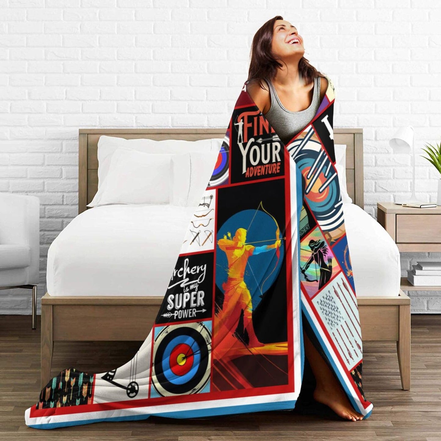 Archery Throw Blanket Sports Blankets Fleece Plush Flannel Super Soft Cozy Warm Lightweight Archery Sports Decor Gifts for Boys Girls Kids Adults Men Women 40" x 50"