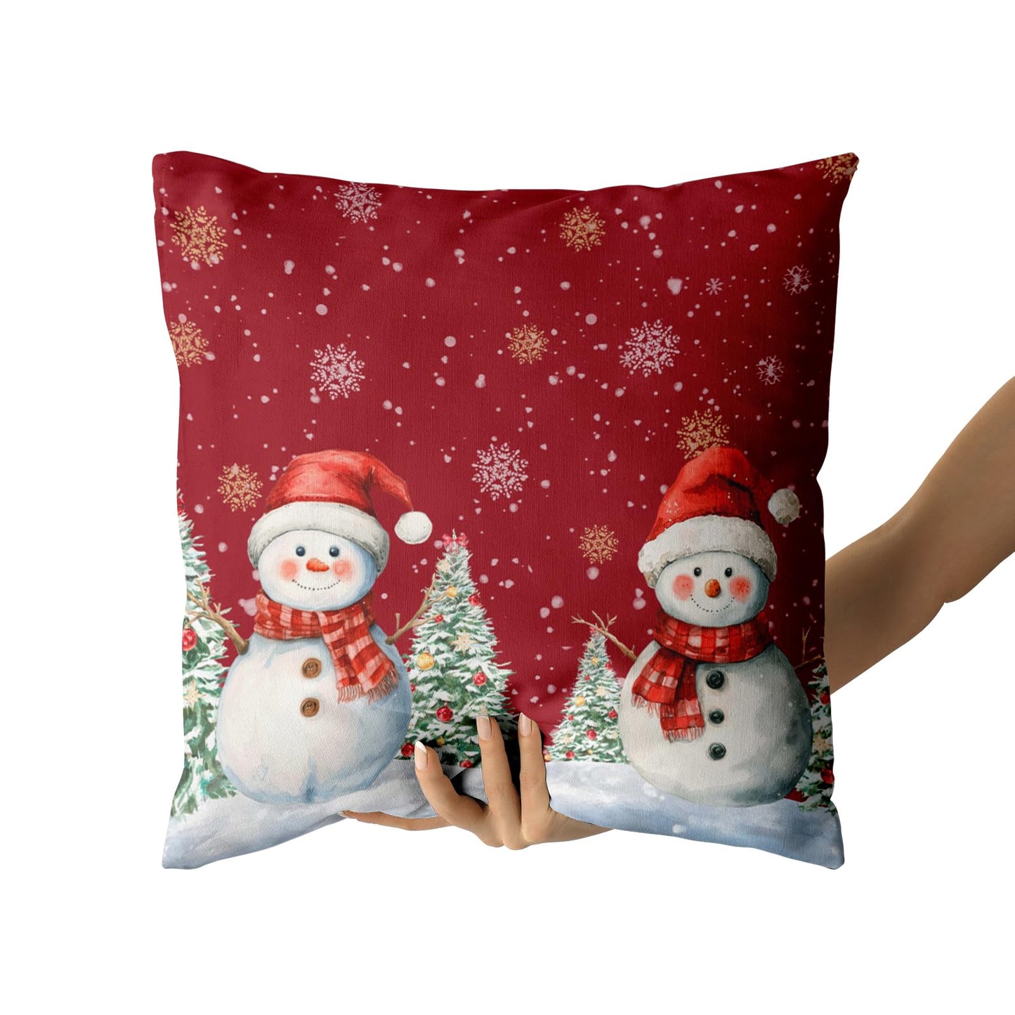 Giwawa Snowman Pillow Covers 18x18 Inch Red Winter Pine Tree Snowflake Pillow Cases Set of 2 Xmas Farmhouse Cushion Case Decorative Winter Holiday Decor for Home Couch Bed Sofa