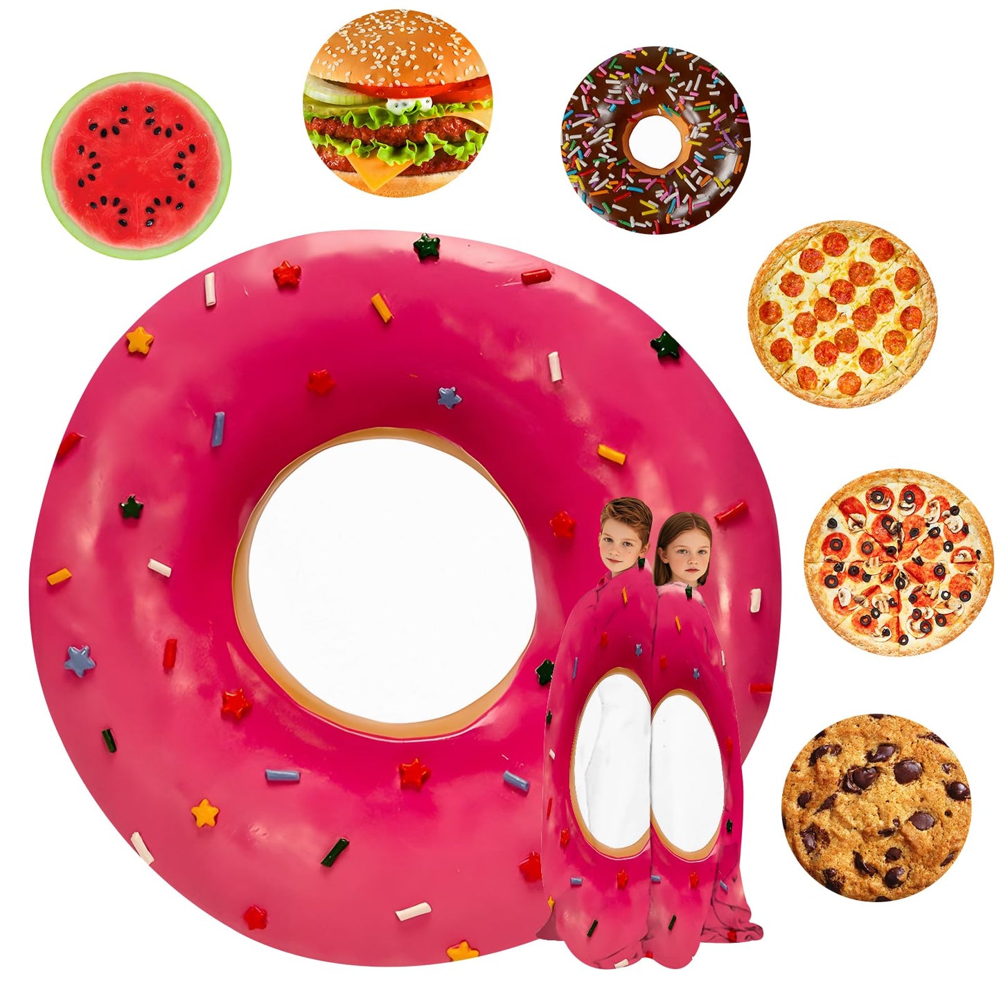 Pink Doughnut Donut Blanket for Kids Adults Round Cozy Flannel Funny Gifts Realistic Food Throw Blankets Novelty Soft for Men Women for Bed Couch 48 Inches