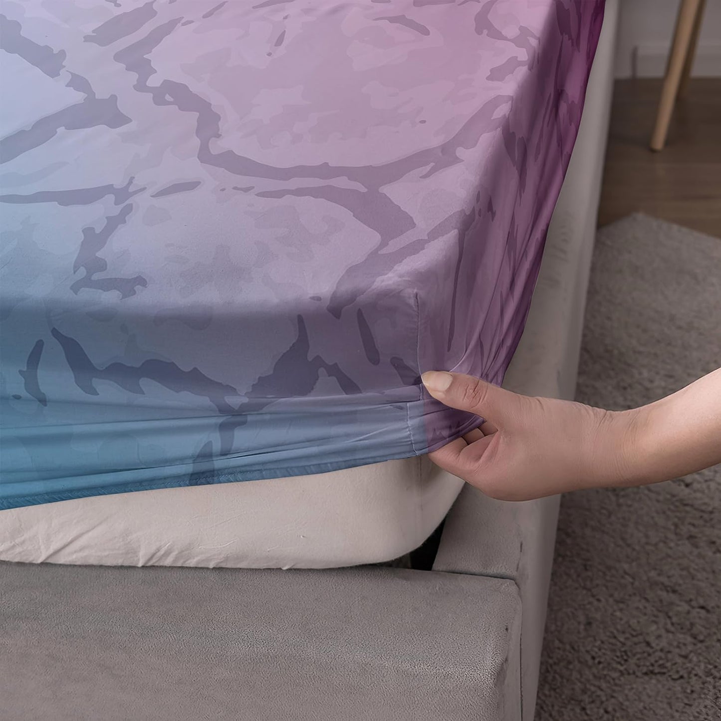 HOSIMA Axolotl Bedding Set Pink and Blue Axolotl Pattern Kawaii Twin Fitted Sheet Set for Kids Bedroom Decor,1 Fitted Sheet+2 Pillowcases.