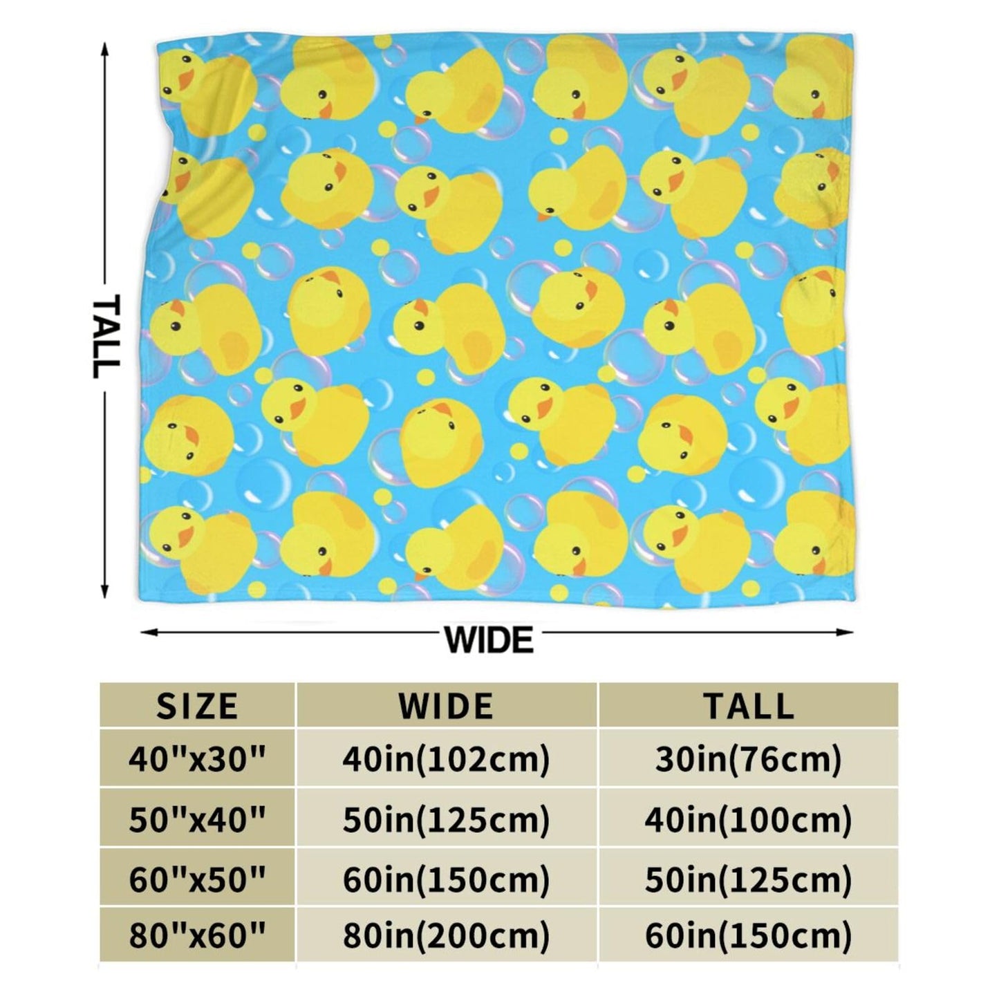 Yellow Rubber Ducks Throw Blanket Gifts Soft Warm Fleece Blankets for Bed Chair Car Sofa Couch Bedroom 60"X50"