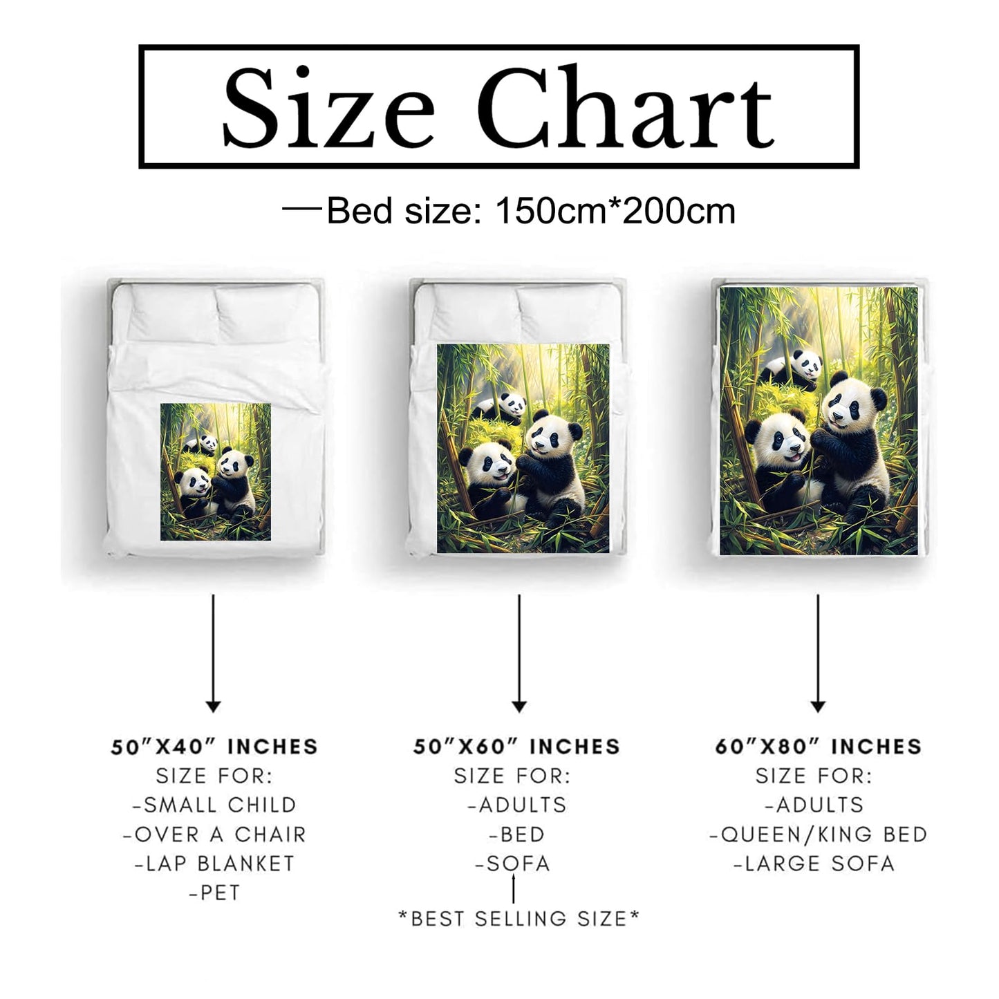 Bidesk Funny Panda Blanket Soft Cozy Throw Blanket for Adults Women Kids - Warm Yet Lightweight Flannel Blankets for Travel, Couch, Bed, Fuzzy Outdoor Comfort Wrap 60"×50"