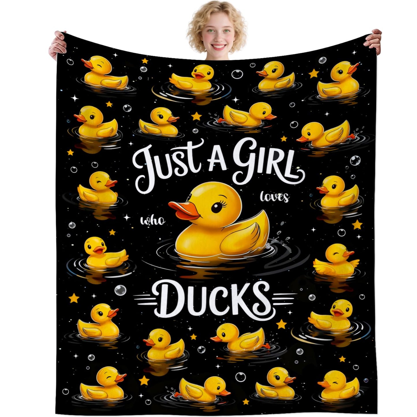 Duck Blanket Soft Warm Fluffy Flannel Rubber Ducks Blanket Themed Throw Blanket Bedding Decor Stuff Blankets Gifts for Duck Lover for Women Girls Kids Adults 50"x40"