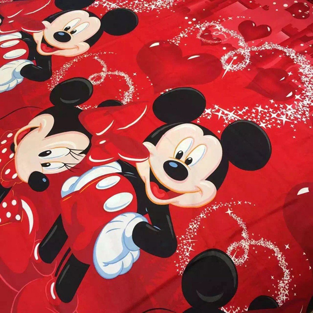Haru Homie 100% Cotton Kids Reversible Printing Mickey Mouse Couples Duvet Cover 2PCS Bedding Set with Zipper Closure, Twin(No Comforter)