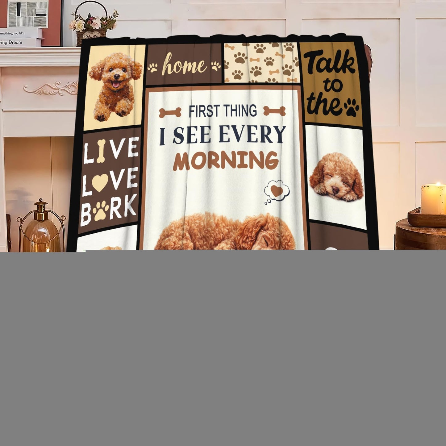 Lovira Poodle Throw Blanket Dog Print Blankets Gifts for Couch Sofa Bed Stuff Decor Lightweight Soft Cozy Fleece Plush Warm Flannel Bedding for Lover Men Women 40"x50"