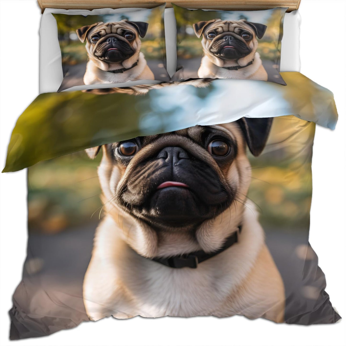PAISUOQ Puppy Duvet Cover Queen Size - Cute Dog Home Decor & Gifts, 3 Piece Back to School Dorm Bedding, Easy Care Microfiber Comforter Cover & Pillowcases, Sharpei Lovers