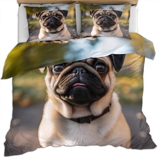 PAISUOQ Puppy Duvet Cover Queen Size - Cute Dog Home Decor & Gifts, 3 Piece Back to School Dorm Bedding, Easy Care Microfiber Comforter Cover & Pillowcases, Sharpei Lovers