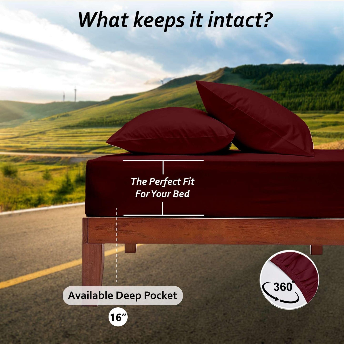 Rajlinen Short Queen RV Camper Sheet Set (60x75) – 100% Egyptian Cotton, Soft & Cooling, 16” Deep Pocket Fitted Sheet, Luxury Hotel Quality Bedding for RVs, Campers & Motorhomes (Burgundy Solid)