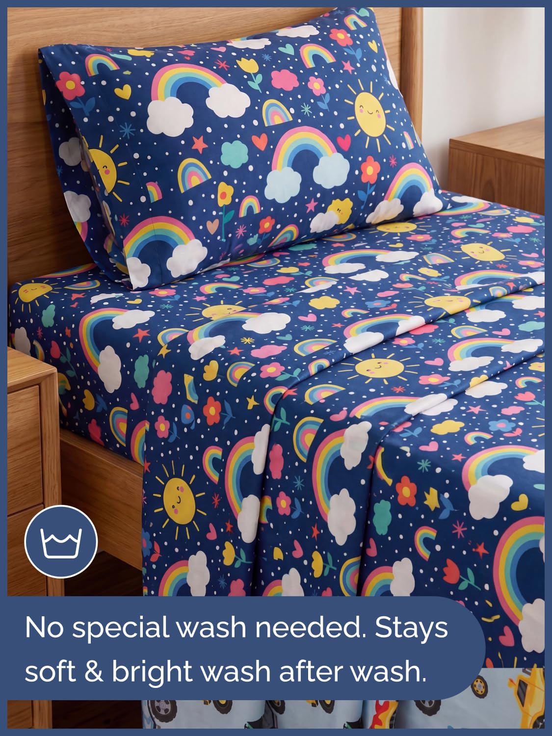 CGK Unlimited Kids Rainbow Sky Twin 3 Piece Sheet Set - Boys, Girls, Teens, Toddler - Easy Fit Deep Pockets - Soft, Cooling & Breathable Sheets - Cute, Cozy, Fade and Wrinkle Free - Machine Washable