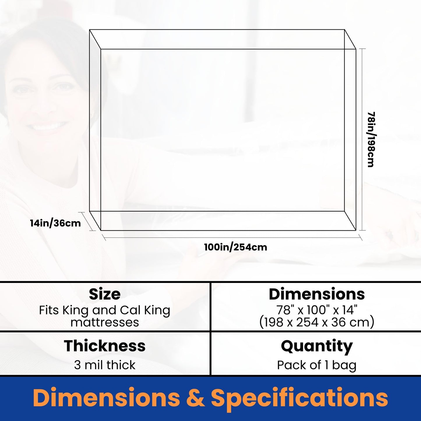 VICMORE 3mil Heavy-Duty Plastic Mattress Bag for King/Cal King Size – Tear-Resistant Mattress Protector Cover for Moving & Storage, Transparent & Easy Fit