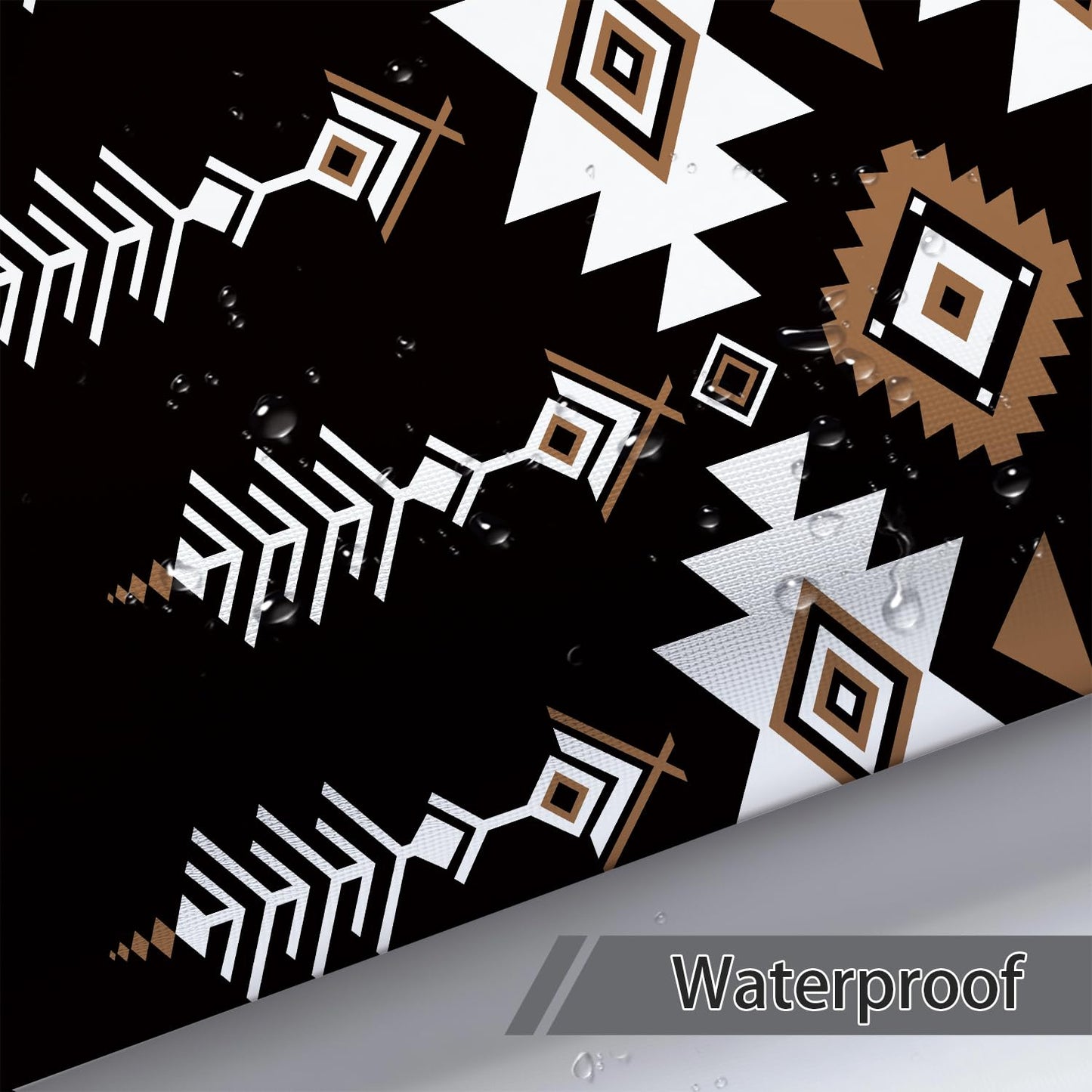 Aeivice Black Western Aztec Shower Curtain, Vintage Abstract Geometric Cowboy Shower Curtains Set, Boho Southwestern Tribal Native Neutral Fabric Shower Curtains for Bathroom with Hooks 72X72IN Brown