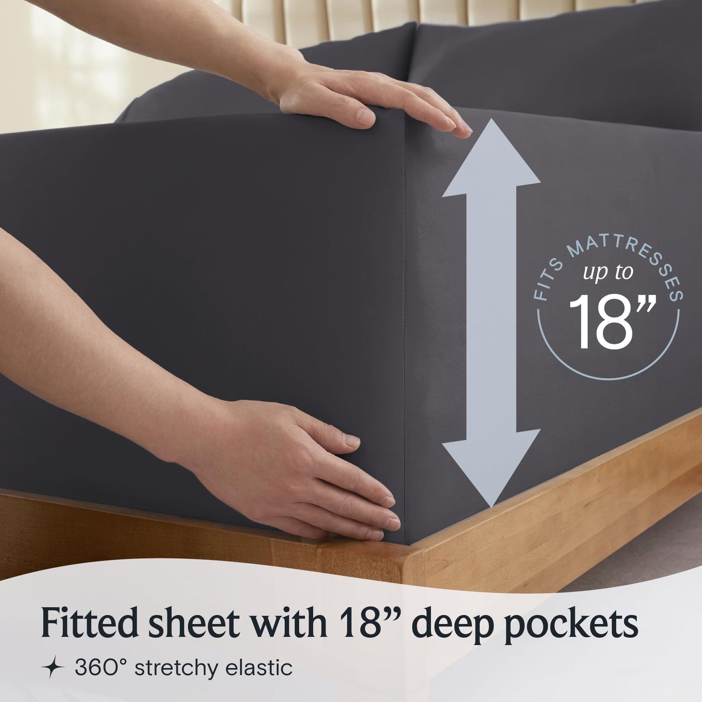 LuxClub 6 PC Queen Sheet Set, Sheets Queen Size, Deep Pockets 18" Eco Friendly Wrinkle Free Cooling Sheets Machine Washable Hotel Bedding Silky Soft - Dark Grey Queen