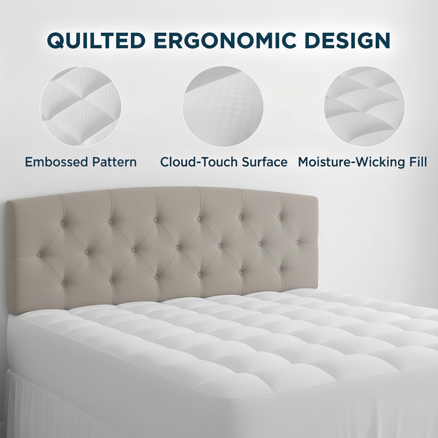 Bahalden Queen Size Quilted Fitted Mattress Pad with Deep Pocket 8-21" - Cooling Breathable Pillow Top Mattress Topper & Protector, Machine Washable, White, 60x80 Inches