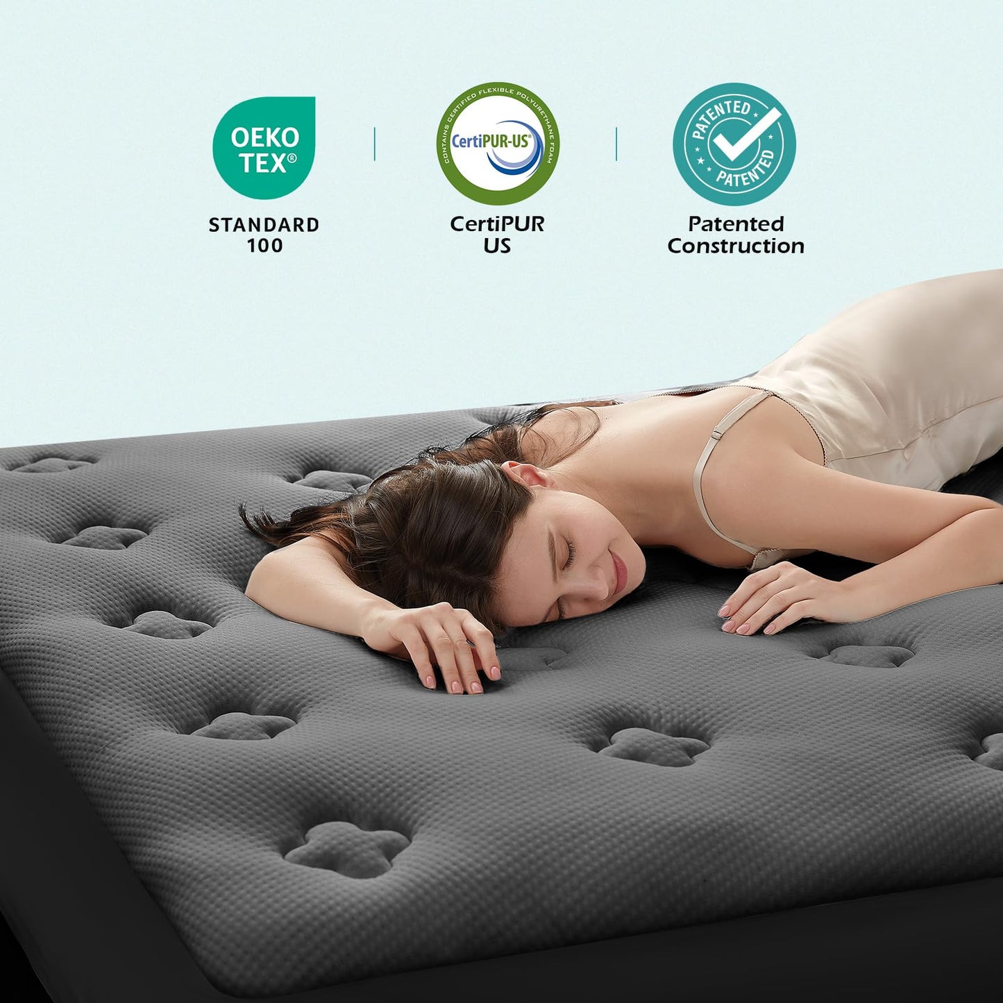 Hansleep Twin XL Mattress Pad Topper College Dorm Memory Foam, Twin XL Foam Mattress Topper Viscose Derived from Bamboo, Twin XL Size Bed Mattress Pad Cover for Back Pain Relief, 39" x 80", Charcoal