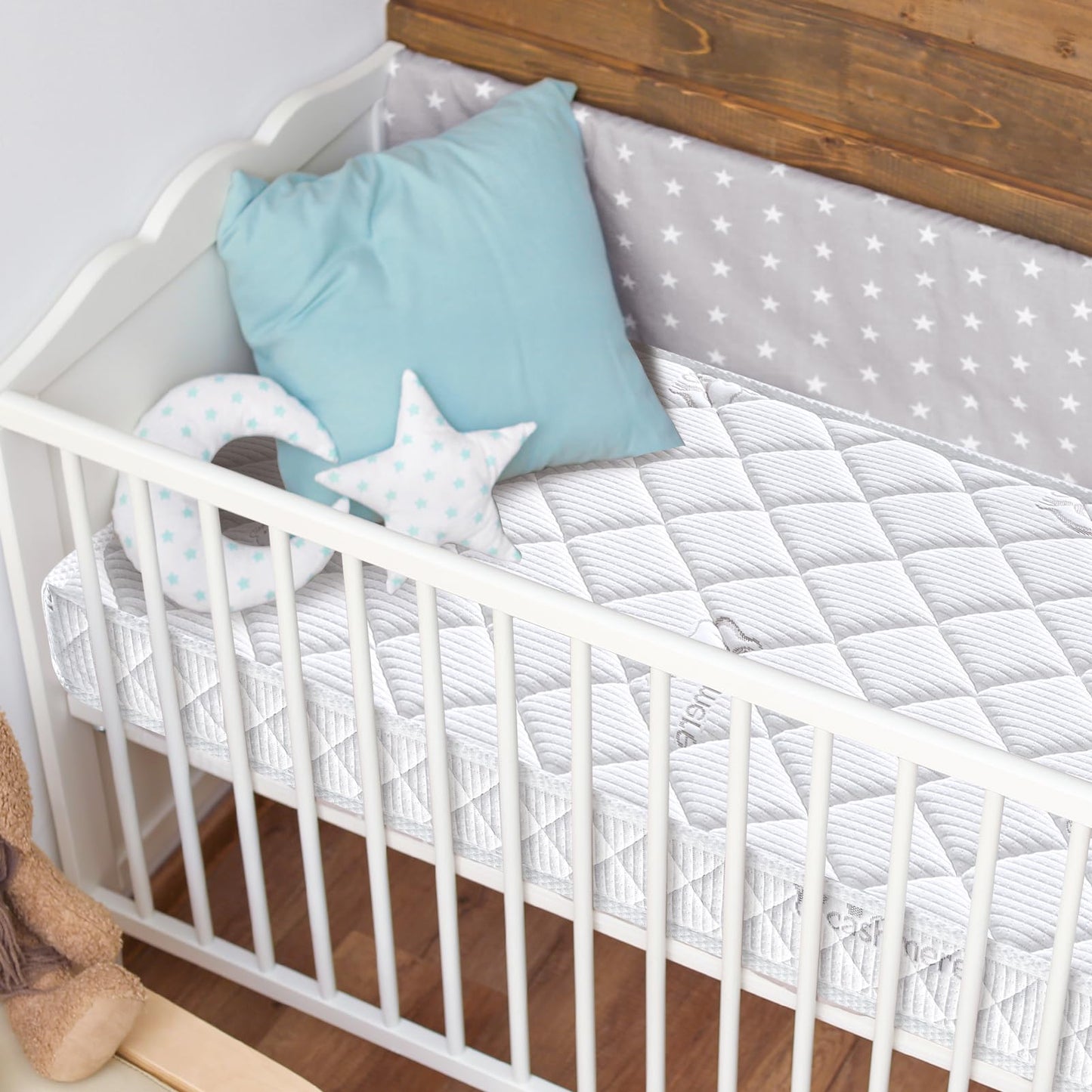 Letmxiu Premium Crib & Toddler Mattress,100% Knitted Fabric, Premium Fleece Surface-Hypoallergenic, 5" Thick Firm Soft Crib Mattress, Non-Toxic - Fits Standard Cribs & Toddler Beds