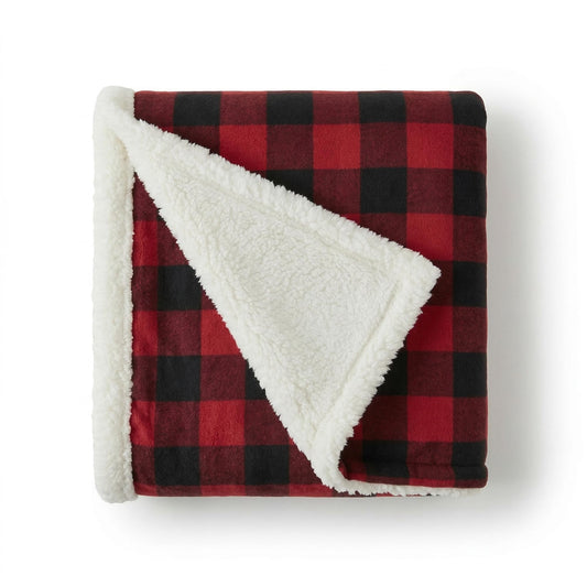 Eddie Bauer - Sherpa Throw Blanket for Couch 50x60 – Ultra Soft Reversible Fleece & Plush Sherpa Blanket, Warm Cozy Plaid Throw Blanket for Sofa, Bed, Living Room, Cabin Decor