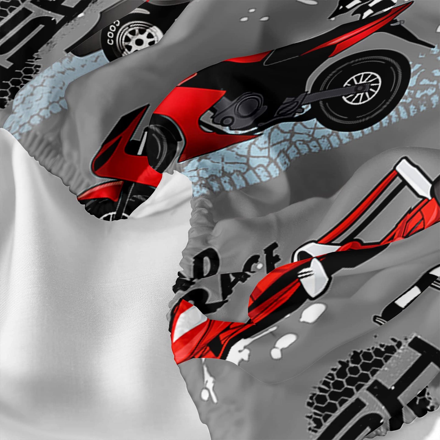 Axolotl Twin Racing Car Bedding Set, 4Pcs Red & Grey Car Bed Sheets with 1 Fitted Sheet 1 Flat Sheet 2 Pillowcases for Boys, Girls, Adults & Kids