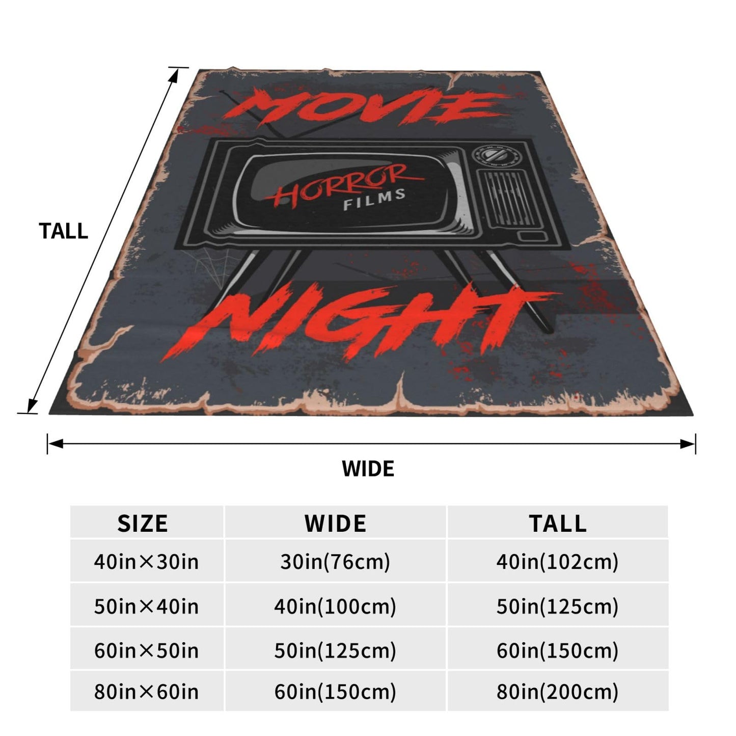 Horror Movie Blanket, Flannel Throw Blanket Soft Travel Blanket for Bed Couch Sofa Indoor Outdoor Use Gift for Women Men Girls Boys All Season 60"x50"