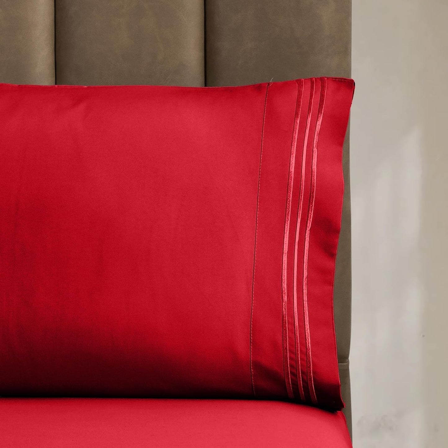 CELINE LINEN Premium 1800 Hotel Quality Wrinkle-Resistant 4-Piece Microfiber Sheet Set - Luxury Ultra Soft and Breathable Bedding 16 Inch Deep Pocket 4PC Sheet Set, King, Red
