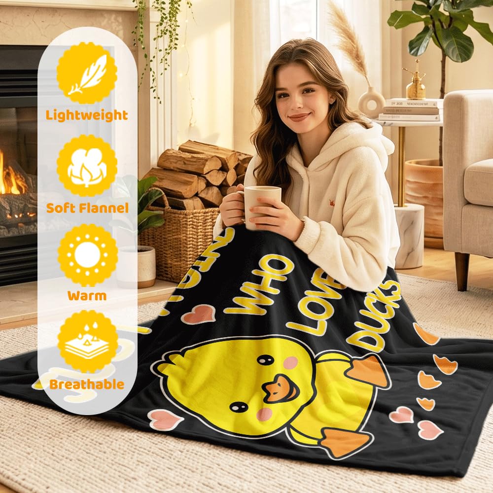 Darani Just A Girl Who Loves Ducks Lightweight Super Soft Cozy Throw Blanket Warm and Lightweight Soft Flannel Blankets 50x40 Small for Kid Bed Blanket
