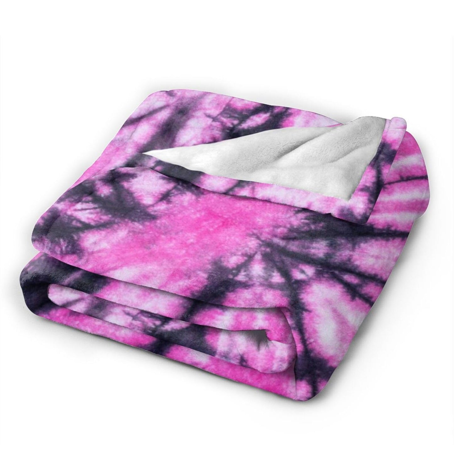 Gbuzozie Pink and Black Tie Dye Fleece Blanket Lightweight Ultra-Soft Throw Blanket for Sofa Couch Bed Camping Travel - Super Soft Cozy Microfiber Blanket 50"X40"