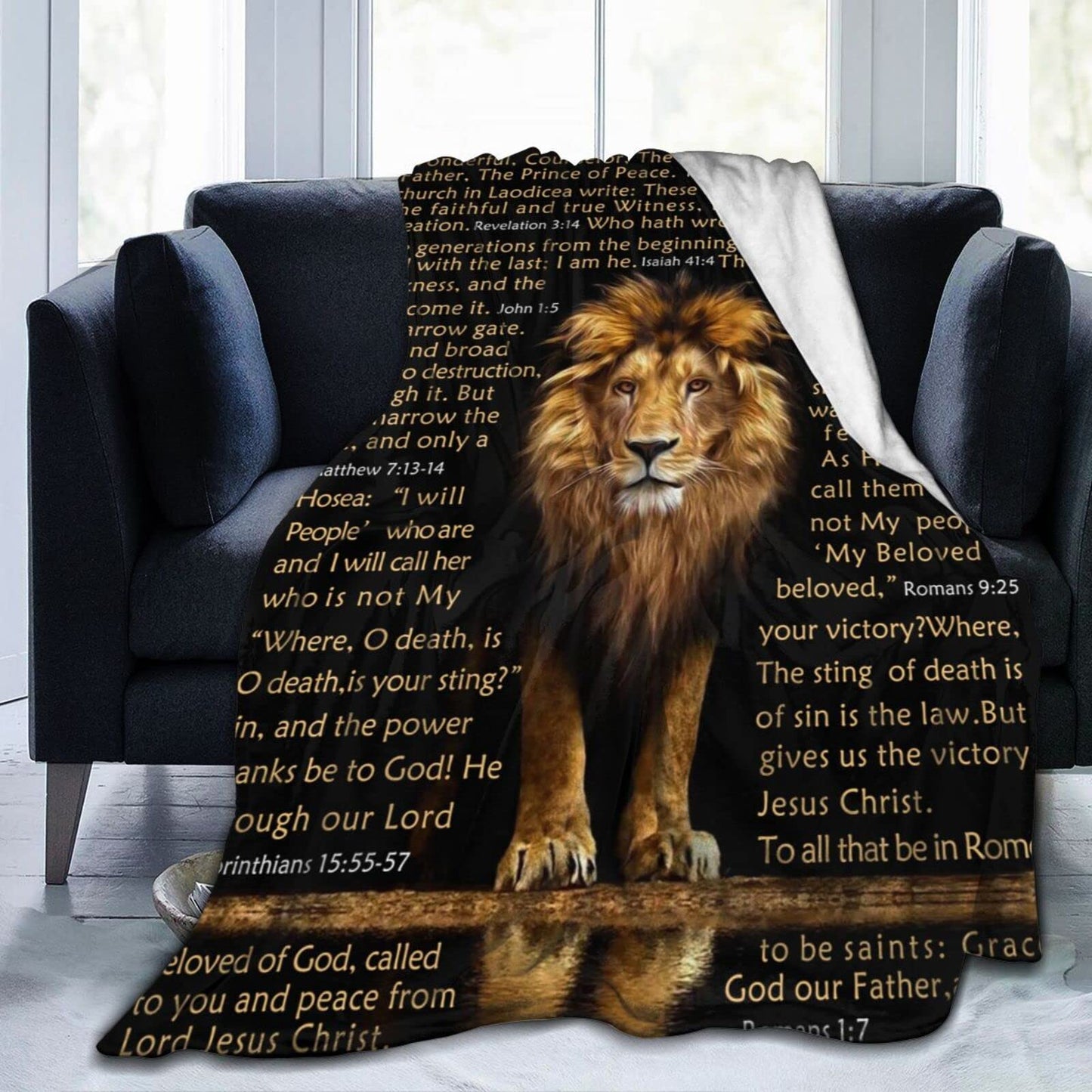 BUUGVIIL Bible Verse Blanket Christian Gifts Lion Prayer Religious Throw Blanket for Men Women Pastor Couch Sofa Bed to Keep Warm 60"x50"
