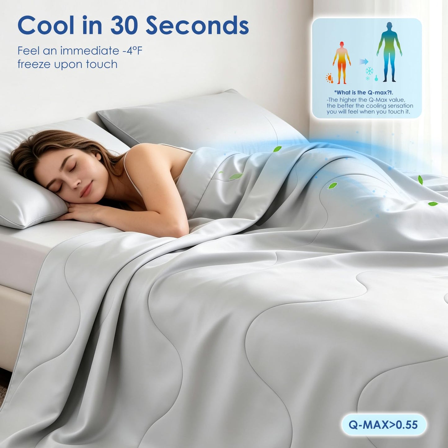 jiaao 30-Second Cooling Comforter Queen, Summer Blanket for Hot Sleeper