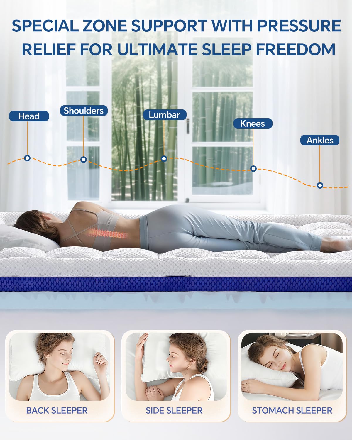 BEDELITE King Dual Layer 4 Inch Memory Foam Mattress Topper, 2 Inch Soft Pillow Top Mattress Pad Cover and 2 Inch Gel Memory Foam for Pressure Relief, 2-in-1 Design for Comfort & Support