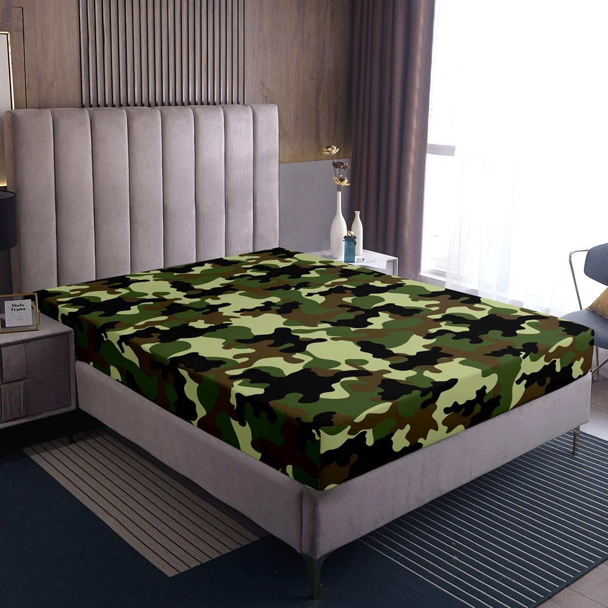 Feelyou Camo Bed Sheets Set Kids Bedding Queen Size Includes 1 Fitted Sheets & 2 Pillowcases (No Flat Sheet)