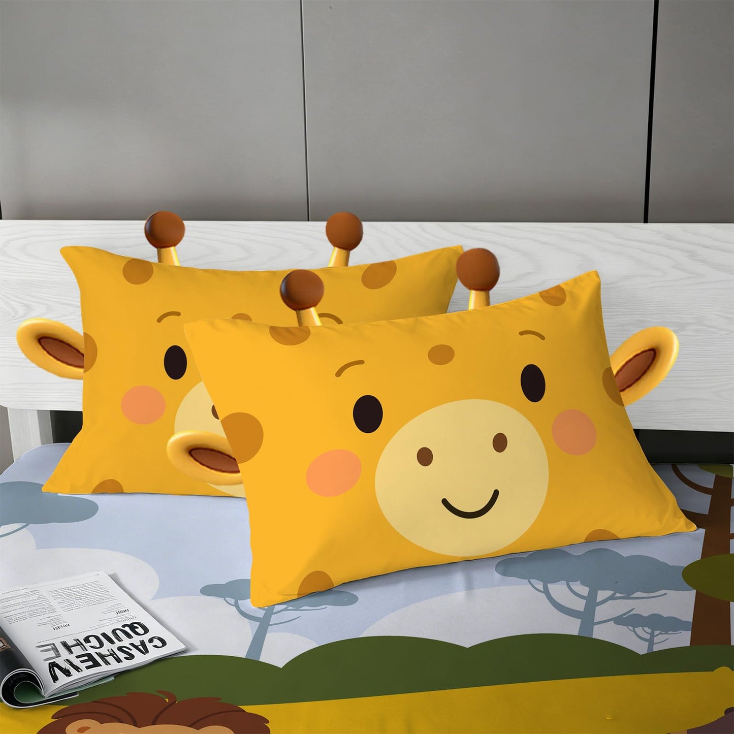 MUSOLEI Cute Animal Fitted Sheets Twin Animal Sheets Set Girls Sheet Set Jungle Sheet Deer Bedsheet Fox BedSheet Rabbit bedsheets for Kids (Twin)