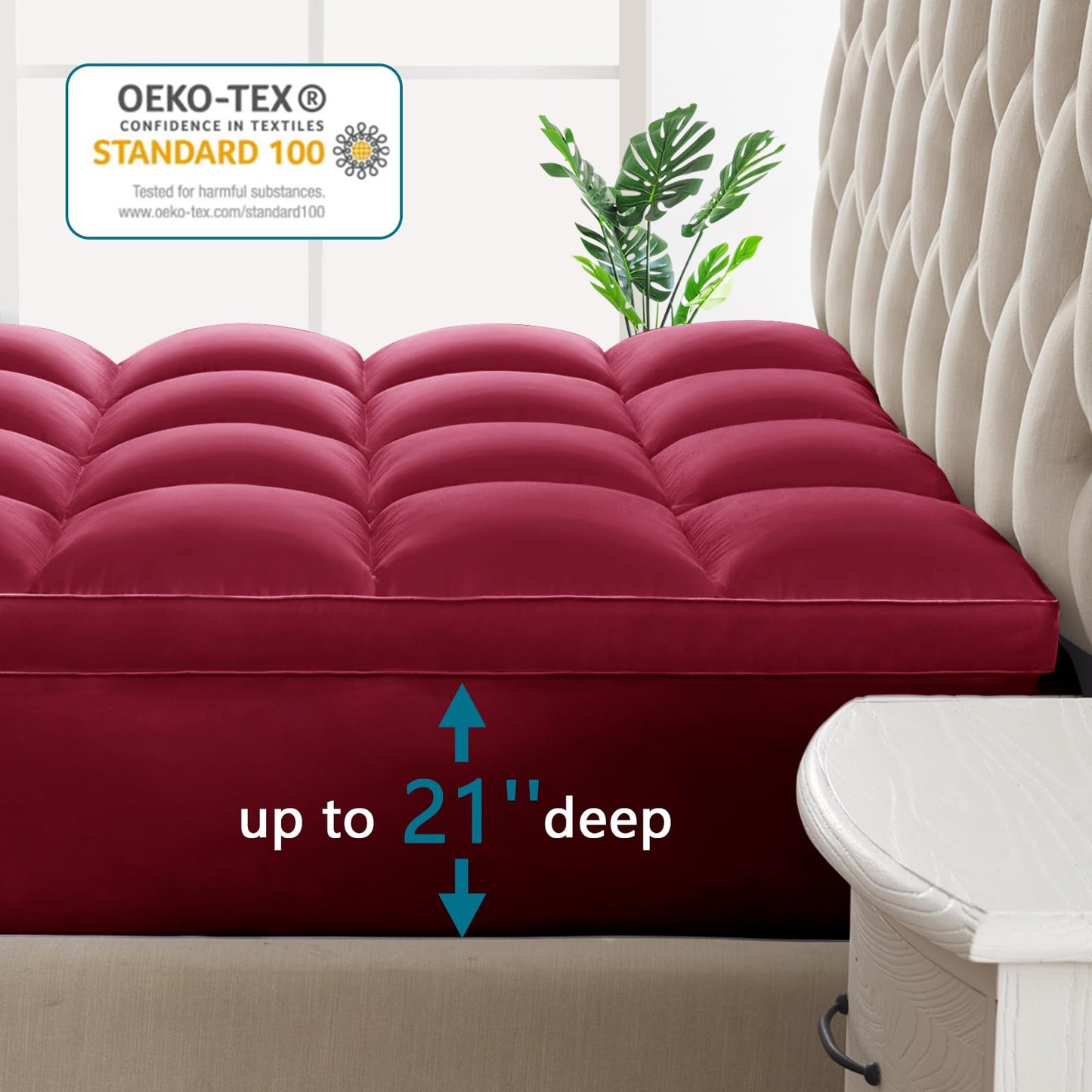 CHOKIT King Mattress Topper, Extra Thick Pillow Top Mattress Pad for Back Pain Relief, Cooling Bed Topper Mattress Cover with 8-21 Inch Deep Pocket