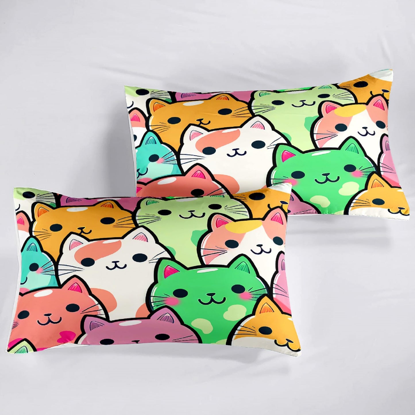 Jiospet Cat Bedding Set - Full Size Comforter, 2 Pillowcases for Girls, Soft Breathable Polyester, Machine Washable, Cat Themed Bedding for Kids Room Decor, Birthday & Holiday Gift
