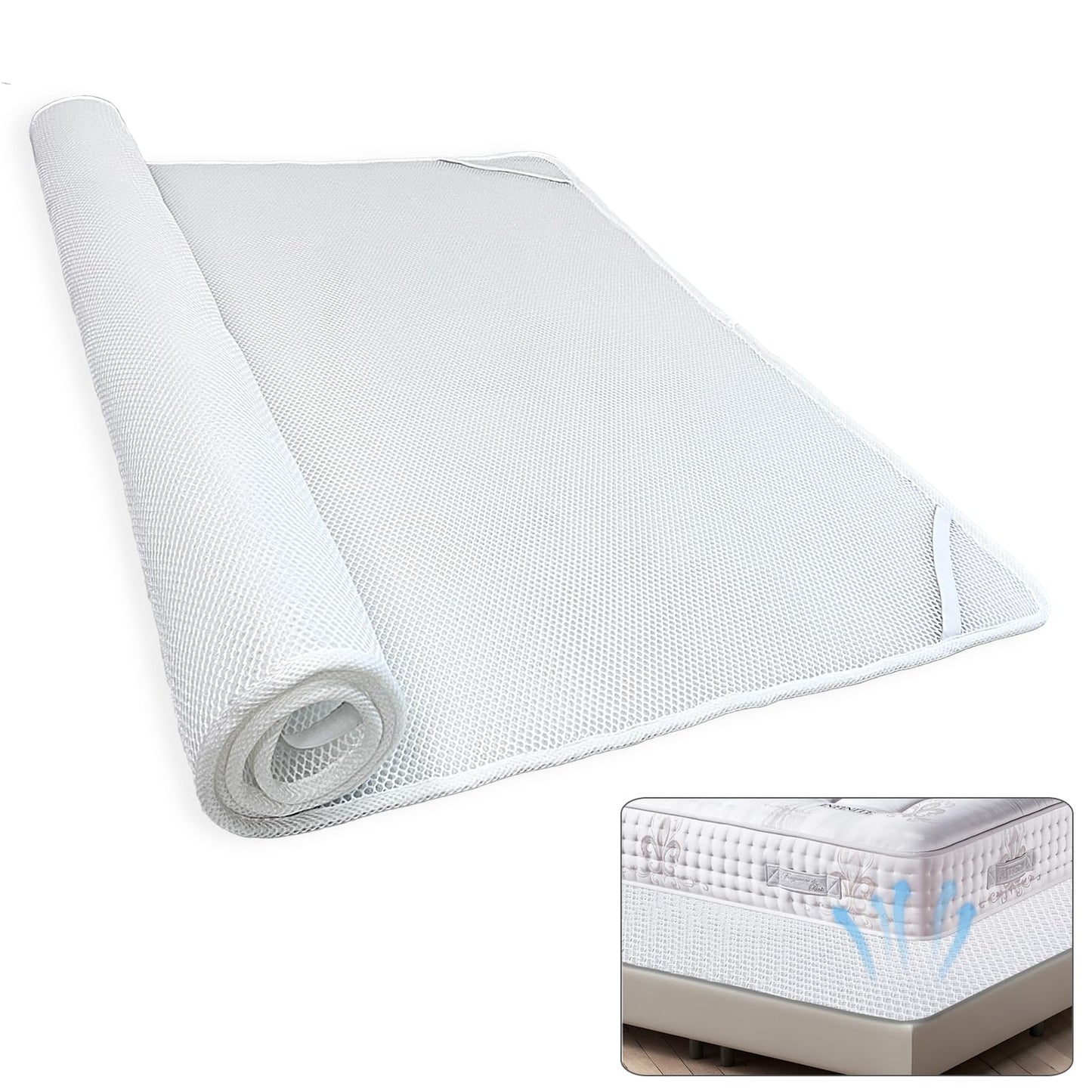 Esme L&H Mattress Underlay RV Ventilated Mattress, Super Breathable 3D Mesh Fabric, Standard King Size, White, Breathable, Washable
