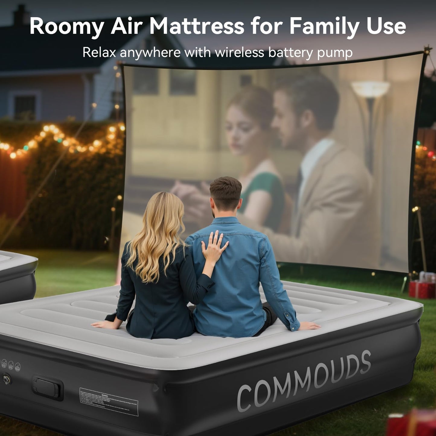COMMOUDS Twin Air Mattress with Built-in Battery Powered Removable Pump, 18" High Inflatable Mattress, Portable Blow up Mattress, Air Bed for Camping, Home and Guest
