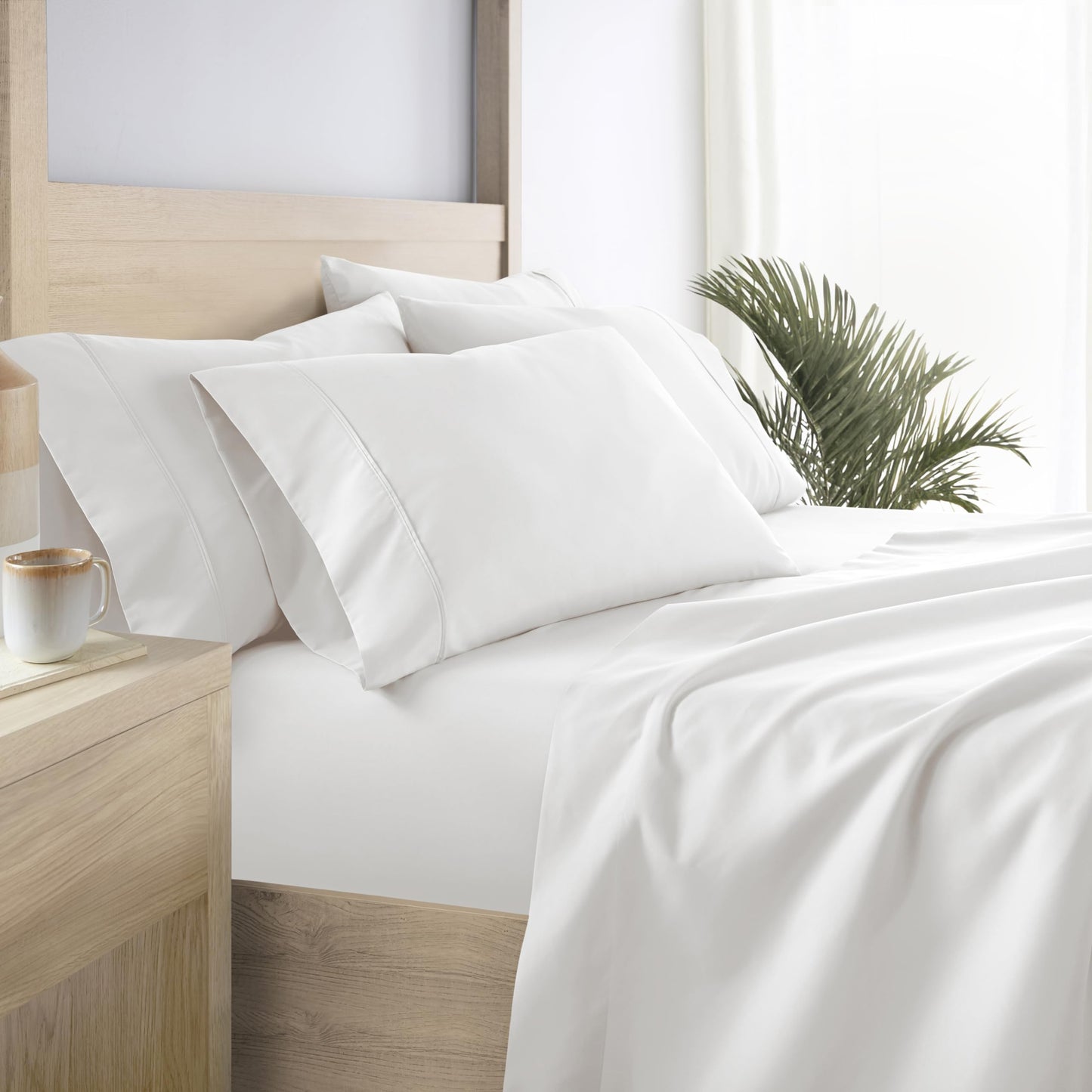 Linen Market Brushed Microfiber King Sheet Set 4 Piece – Oeko-TEX Certified Ultra Soft & Wrinkle-Free - 16" Deep Pocket Sheets - Easy Care King Size - White