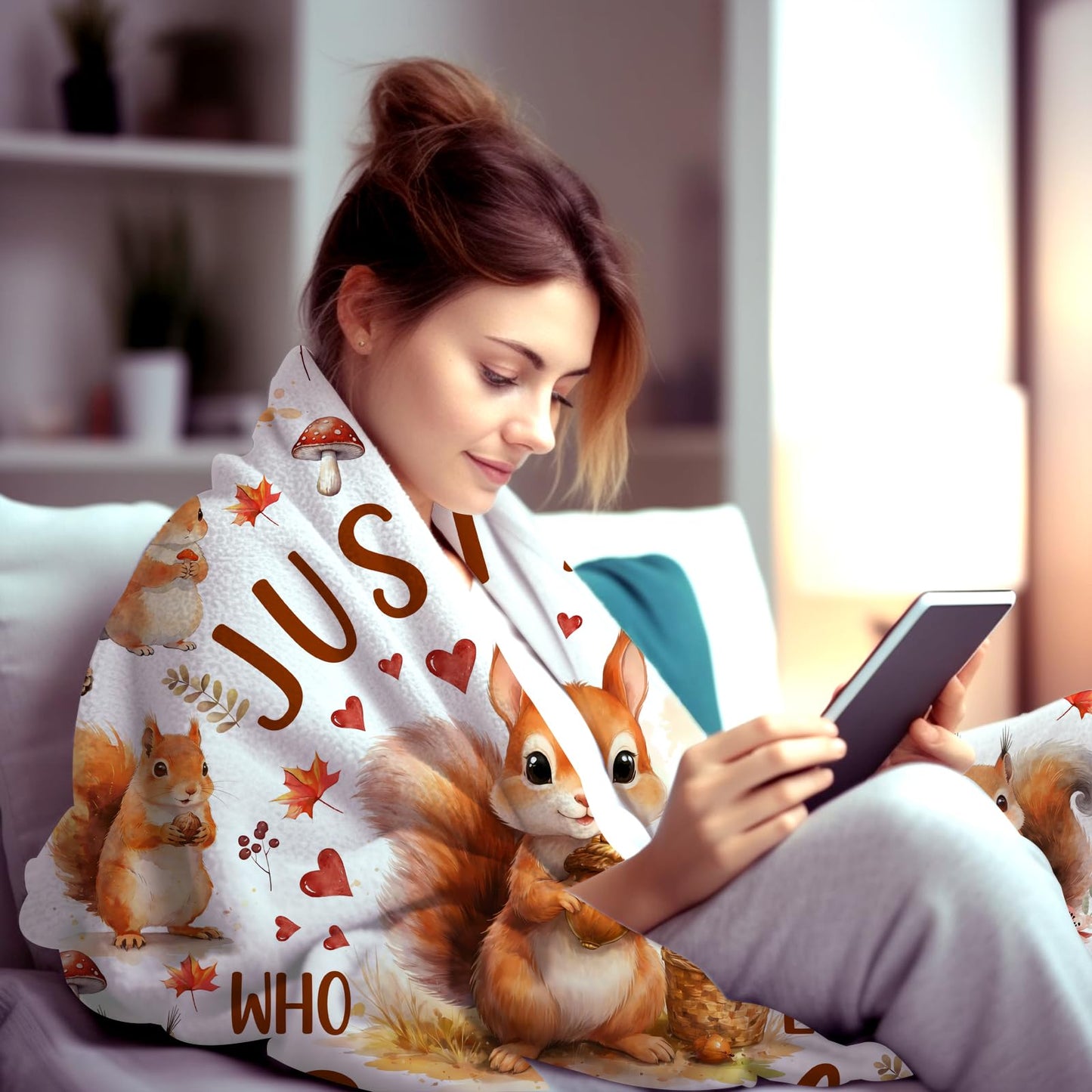 MOUND BOOM Squirrel Blanket Gifts for Squirrel Lovers Adults Kids,Squirrels Stuff Animal Pattern Blankets and Throws,Funny Squirrels Theme Gifts for Women Girls 50"X40"