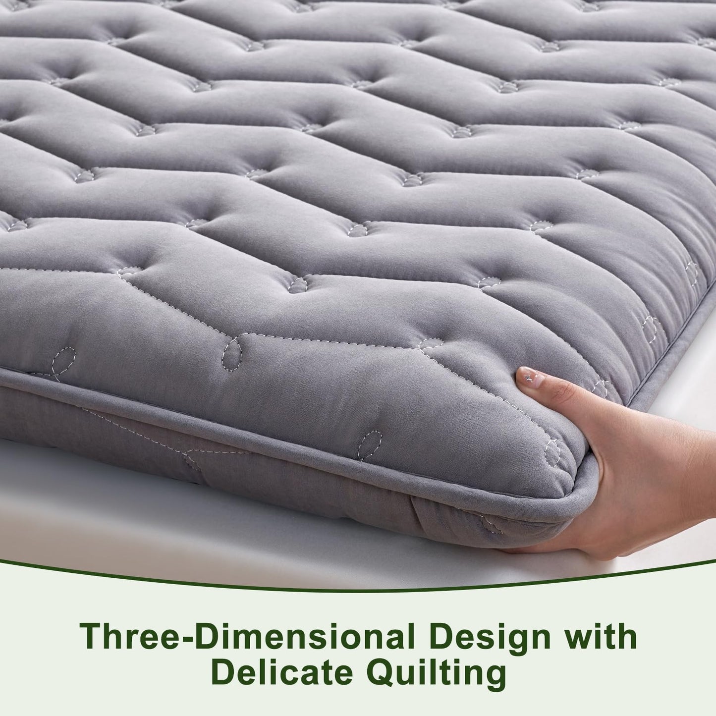 Premium Foam Mattress Topper Twin – Medium Firm Supportive Bed Topper for Pressure Relief, Hypoallergenic & Breathable Mattress Pad, Stain-Resistant Gray (Twin Size: 75×39 Inches)