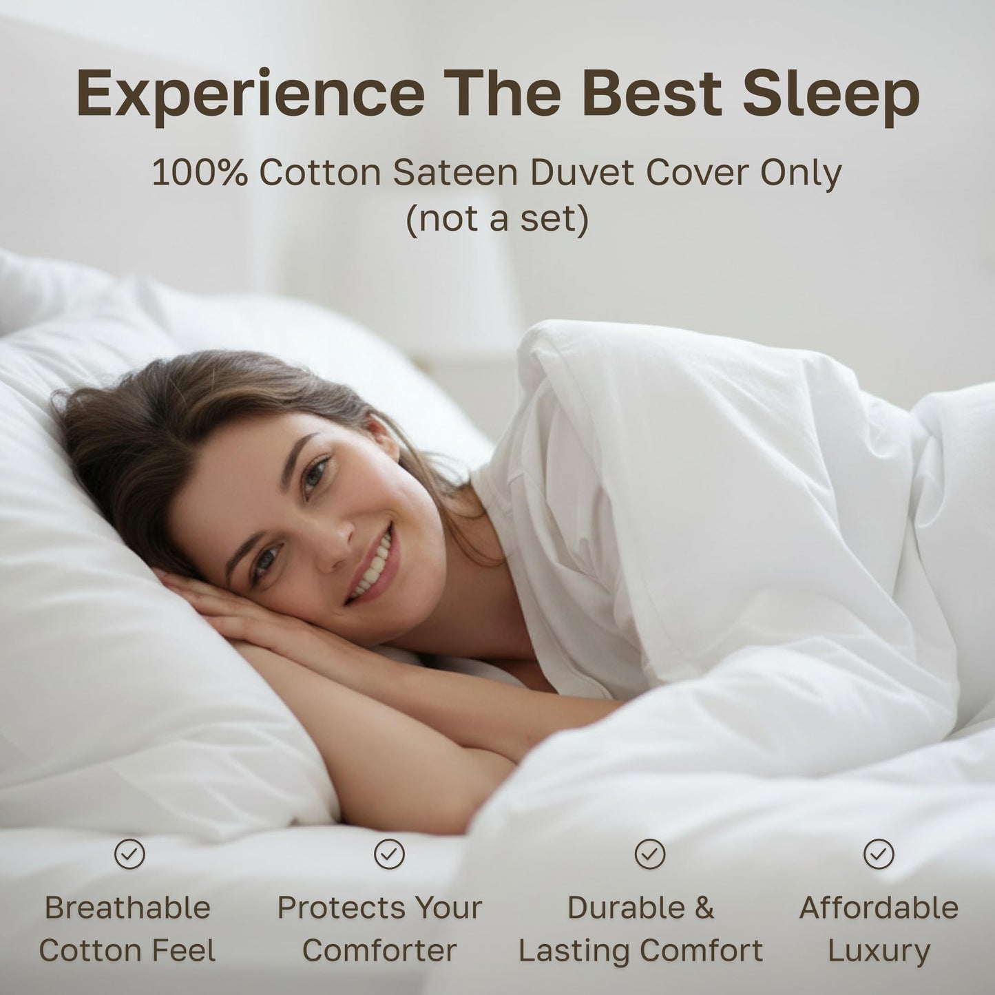 California Design Den Striped White Duvet Cover Queen/Full Only - Premium 400 Thread Count 100% Cotton Duvet Cover Queen, Sateen, Queen Comforter Cover, Button Closure and Corner Ties (Striped White)