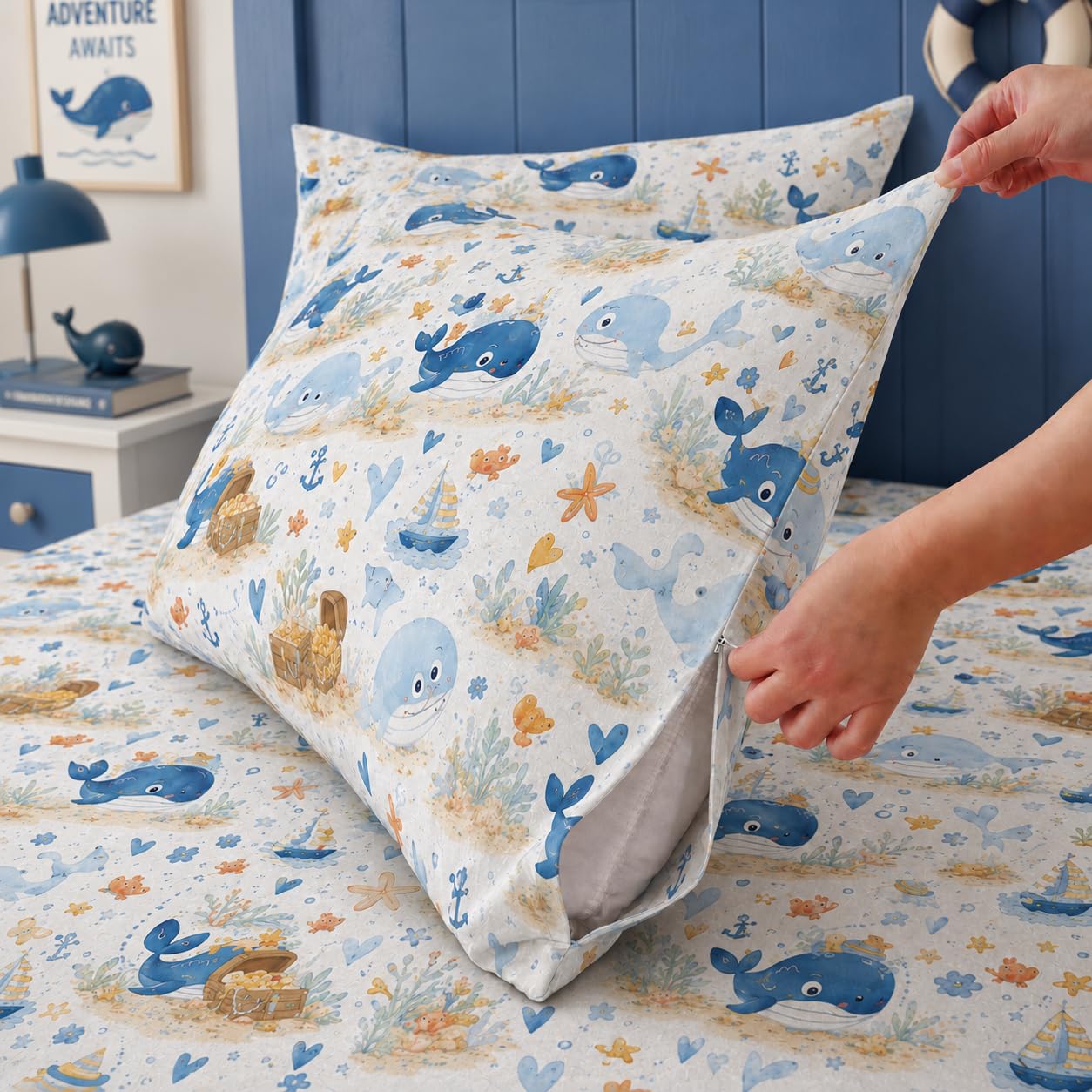 YIYEA 100% Cotton Kids Sheets, Ultra Soft Cozy Cute Bed Sheets Set for Girls, Boys, Teens, 16" Deep Pocket, 3PC, Twin