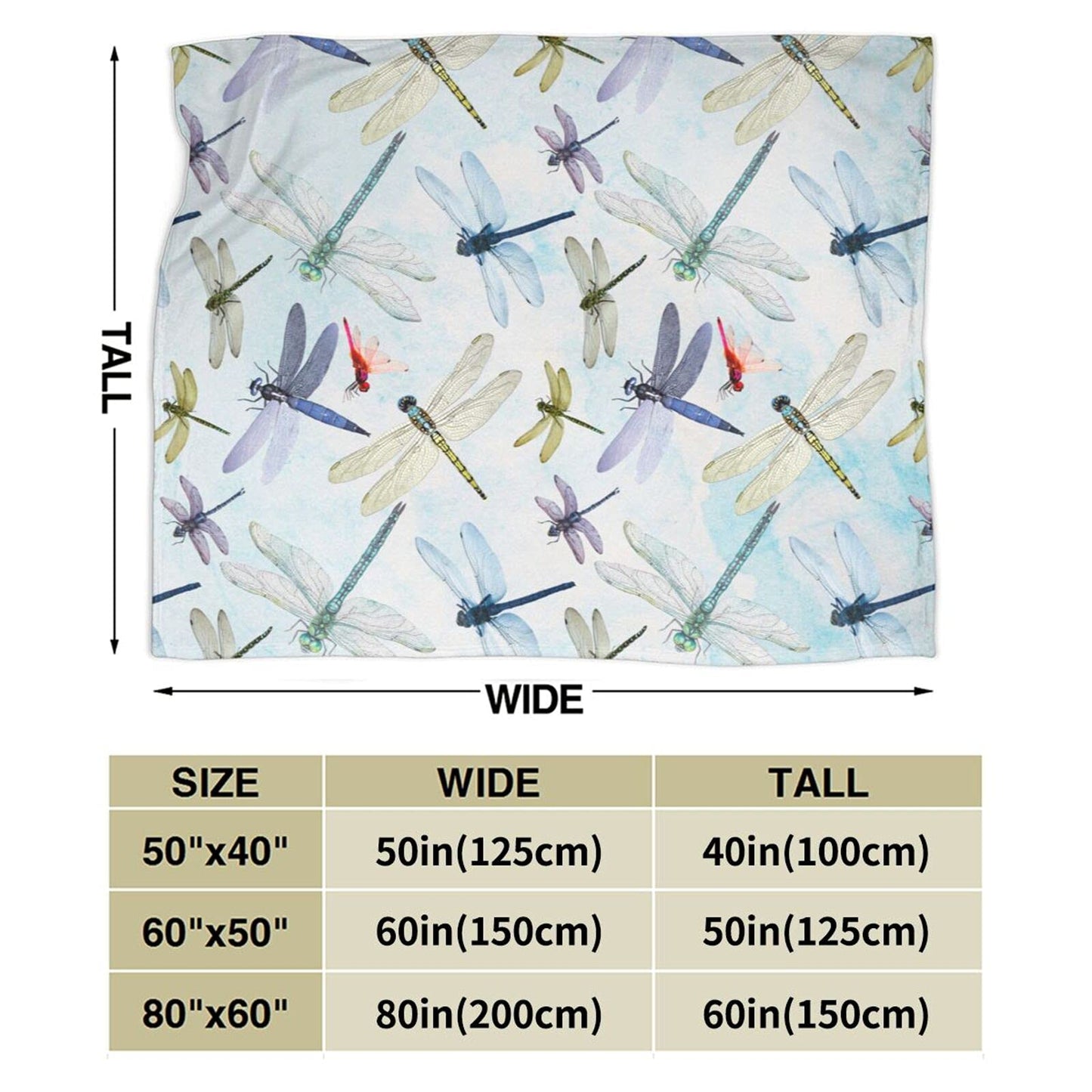 Majoug Dragonfly Throw Blanket Flannel Fleece Bed Blankets Lightweight Cozy Plush Blanket for Bedroom Living Sofa Car 50"x40"