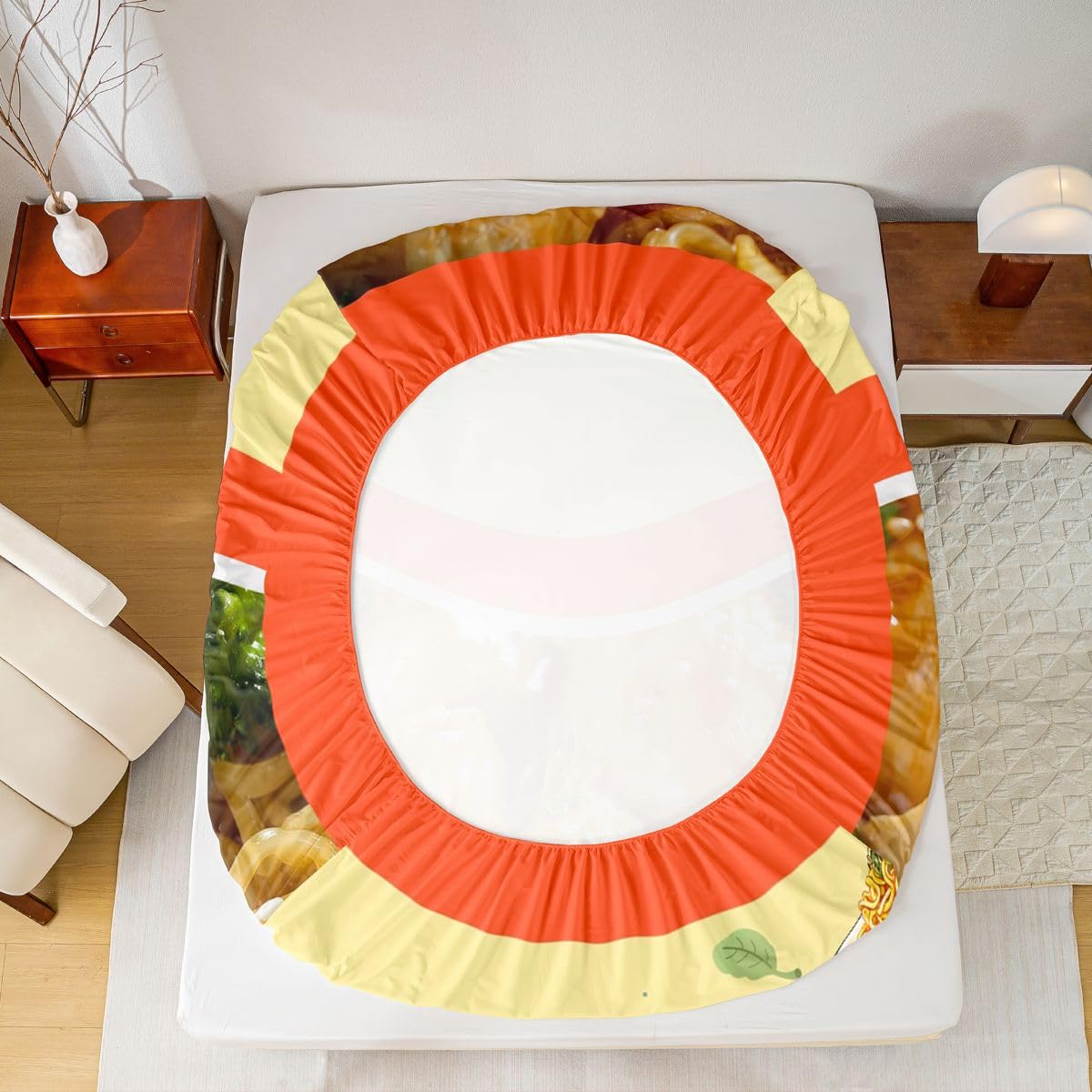 Feelyou Japanese Ramen Bed Sheets Set Twin Size Pulled Noodles Sheet Set for Kids Boys Girls Decor Pork Noodles Sheets with Deep Pocket Fitted Sheet Microfiber Cute Bedroom