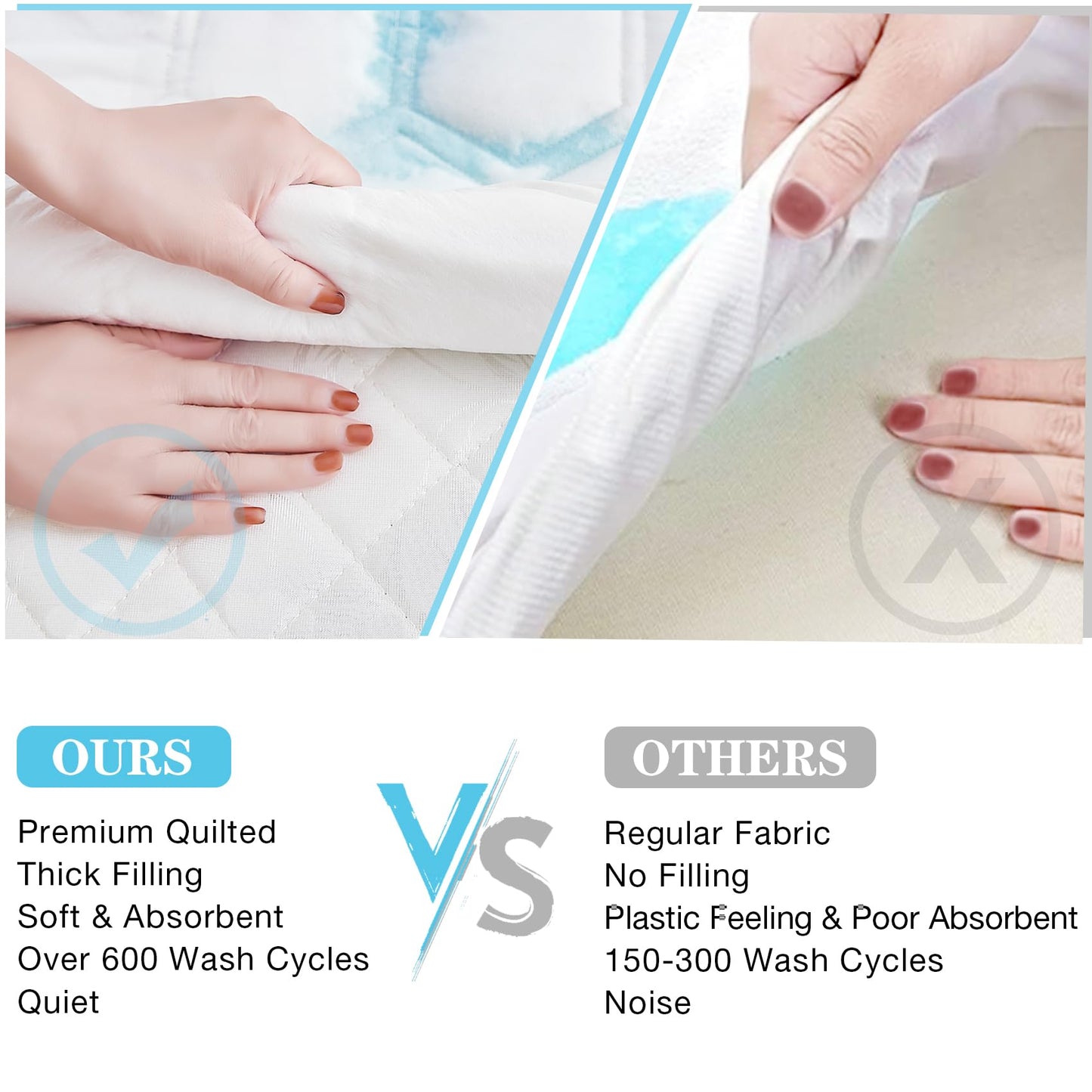 Queen Size Mattress Protector Waterproof, Incontinence Bed Pads Washable Waterproof Bed Cover Cooling Hypoallergenic Mattress Cover, Soft Breathable Quilted Mattress Pad with Deep Pockets to 21 inches