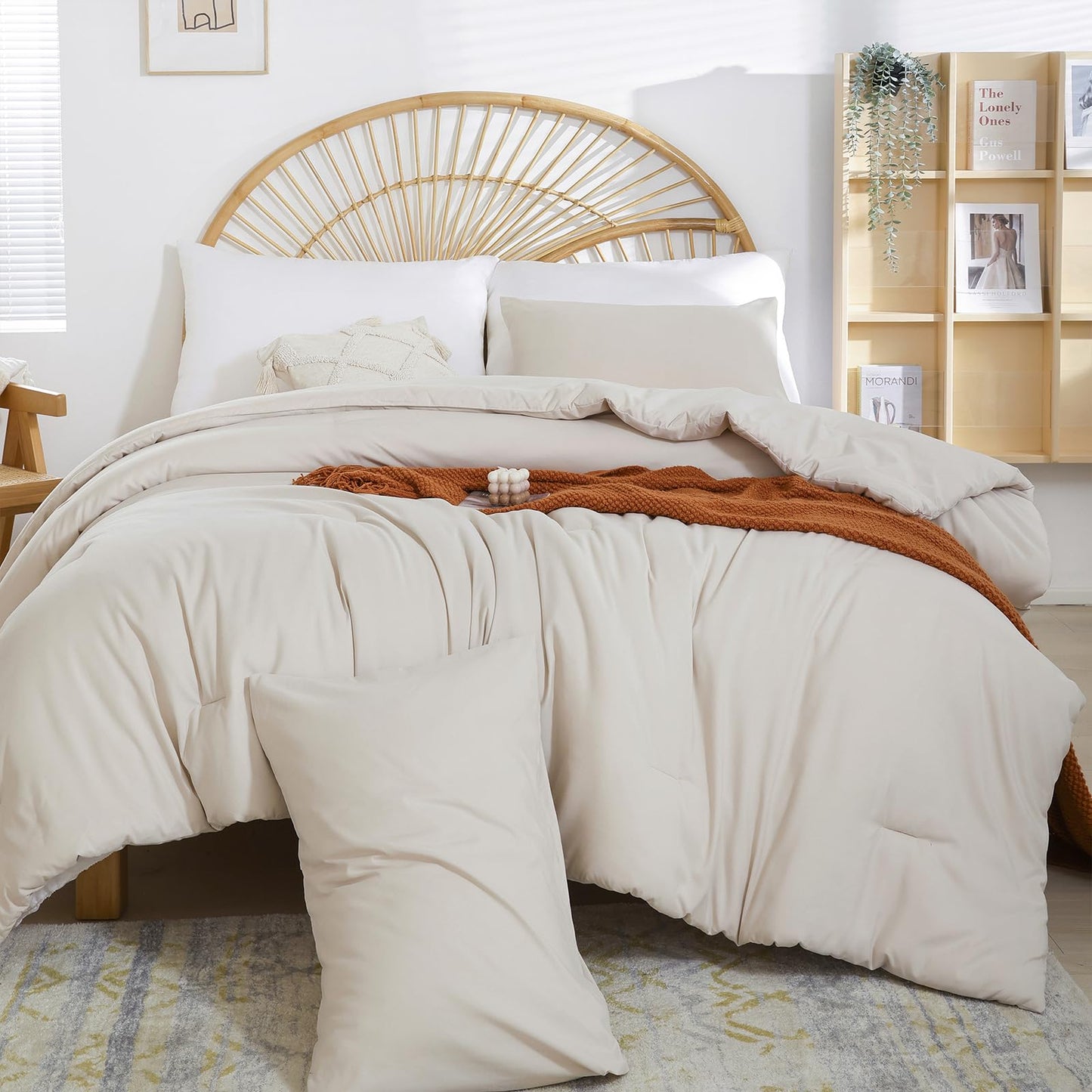 weigelia Beige Comforter Set Twin Boho Cream Twin Comforter with 1 Pillowcases - Soft Lightweight Cozy Bedding Set for All Season - Beige Comforter Twin Size for Women Teens Kids