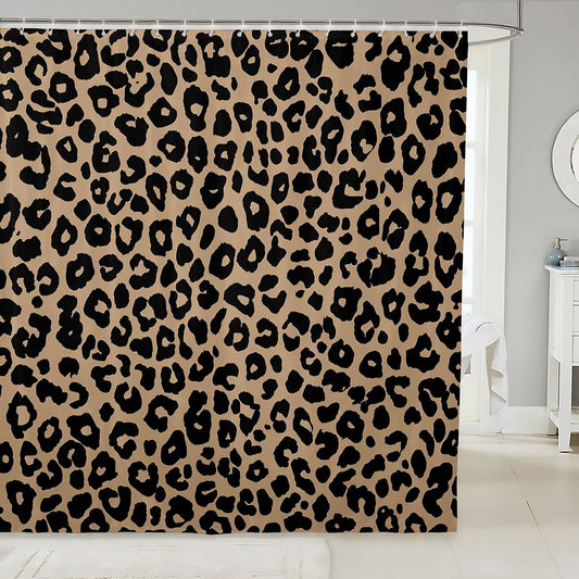 jejeloiu Leopard Print Shower Curtains Cheetah Print Bathroom Curtain for Kids Women Men Black Brown Bathroom Accessories Modern Art Waterproof Polyester Fabric for Stalls Bathtubs 72"x72"