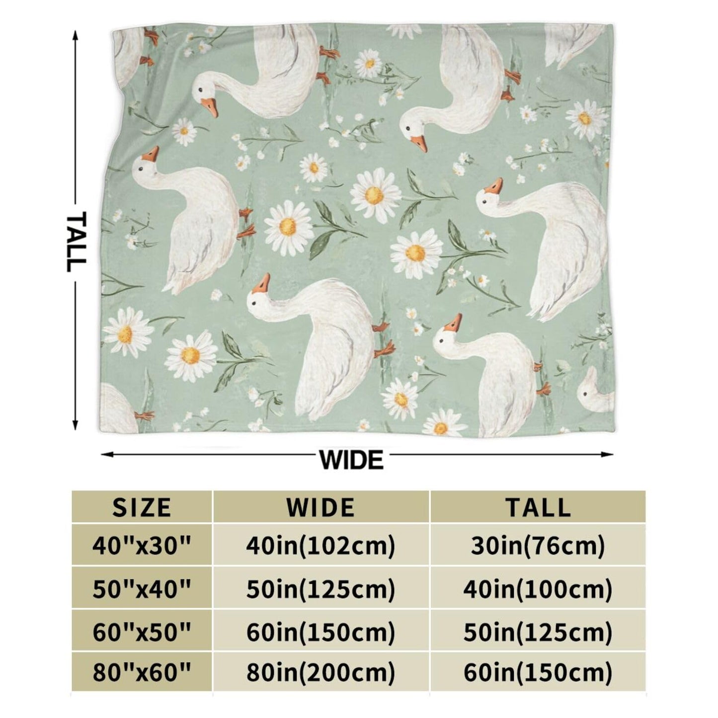 Cute Goose Throw Blanket White Duck Flannel Blankets Fuzzy Plush Super Soft Cozy Warm Decor Gifts for Boys Girls Kids Adults Men Women 40" x 50"